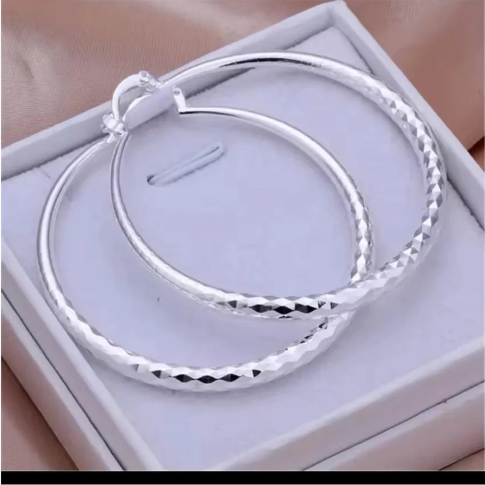 925 Sterling Silver Hoop Earrings New - Picture 6 of 6